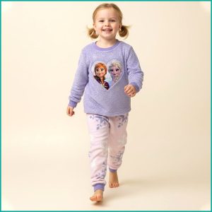 Love Princess Girls Winter Pajama Set - Blue White