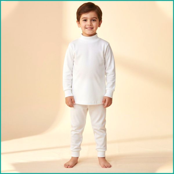 Plain Kids High Neck Underwear - White