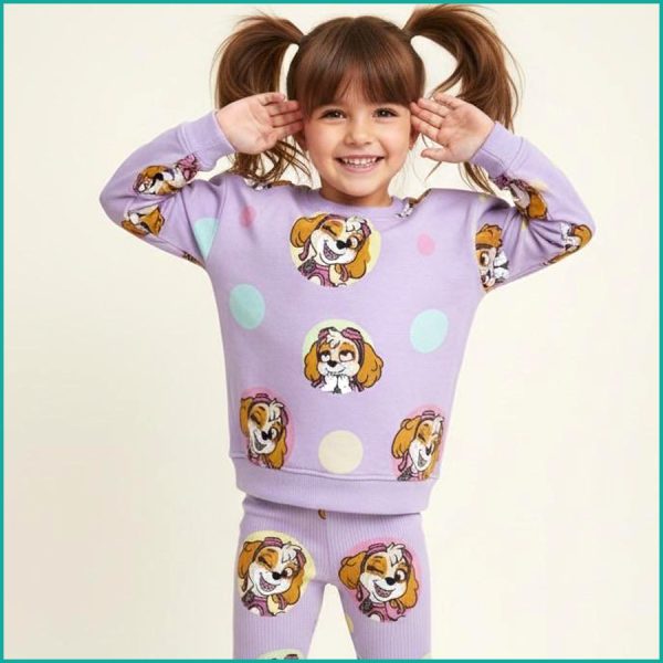 Puppy Dots Girls Winter Training Suit - Purple - Image 2