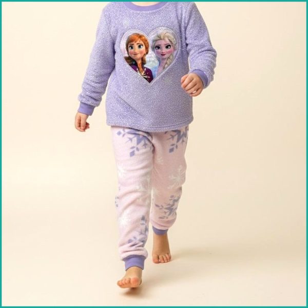Love Princess Girls Winter Pajama Set - Blue White - Image 3