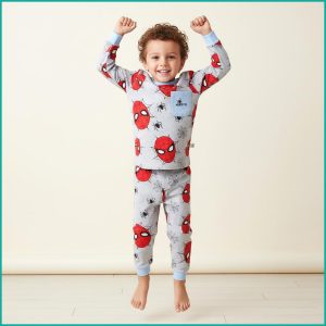 Spiderman Boys Full Sleeves Pajama Set Khafif - Grey