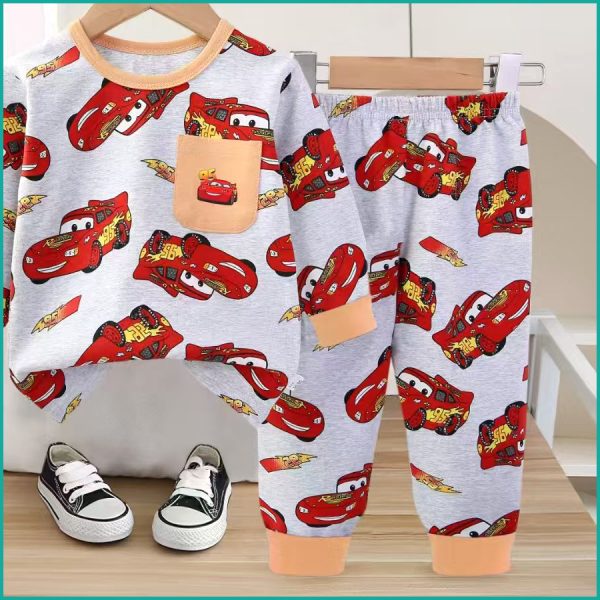 Cars 95 Boys Full Sleeves Pajama Set Khafif - Grey - Image 4