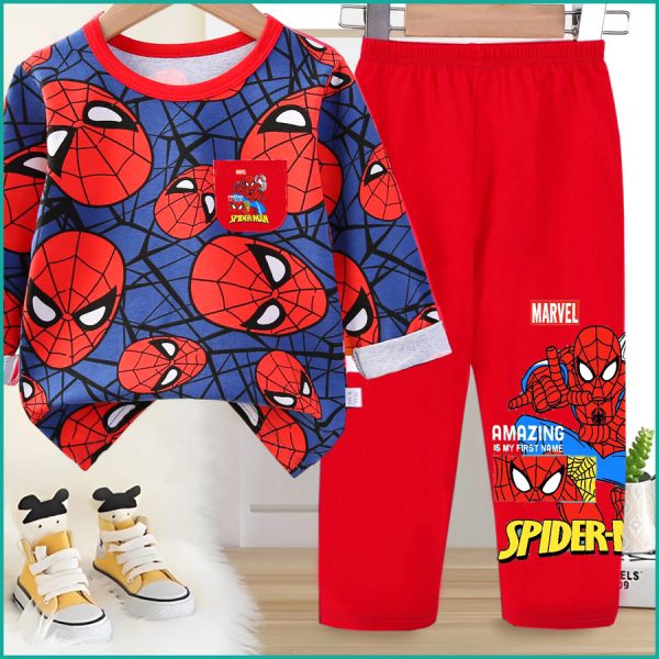 Marvel Spiderman Boys Full Sleeves Pajama Set Khafif - Red - Image 4