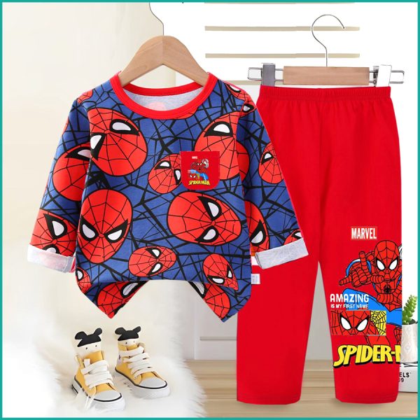 Marvel Spiderman Boys Full Sleeves Pajama Set Khafif - Red - Image 2