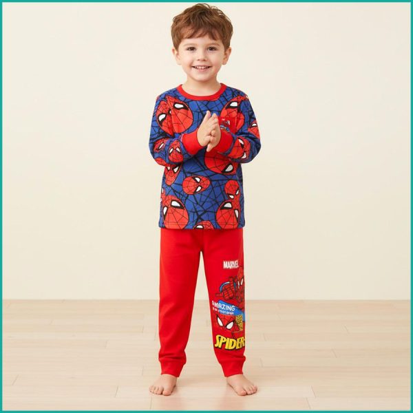 Marvel Spiderman Boys Full Sleeves Pajama Set Khafif - Red