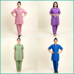 Plain Uniform Maids Panjabi TETRON Material (TC Material) - Pink Green Blue Purple