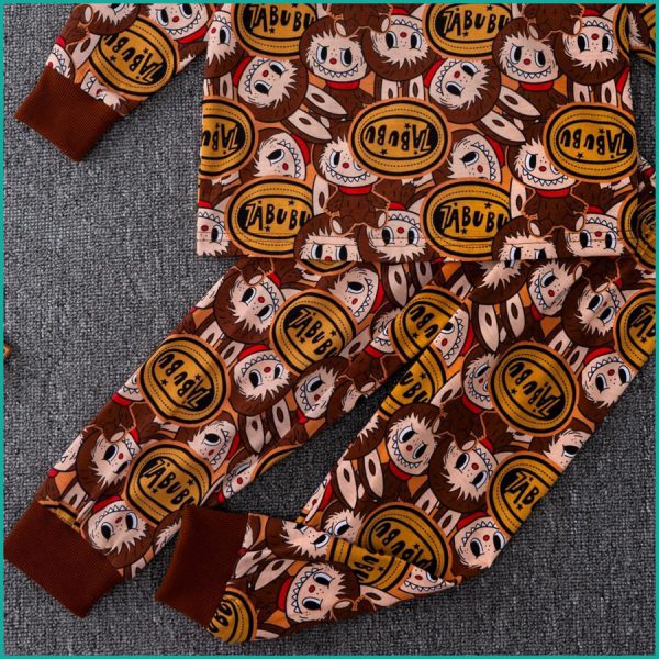 All Labubu Boys Full Sleeves Pajama Set - Brown - Image 4