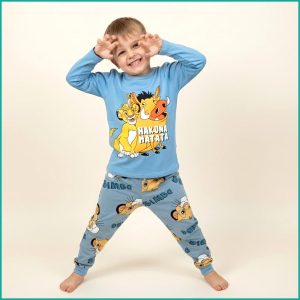 Hakuna Matata Boys Full Sleeves Pajama Set Khafif - Sky Blue