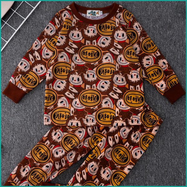 All Labubu Boys Full Sleeves Pajama Set - Brown - Image 3