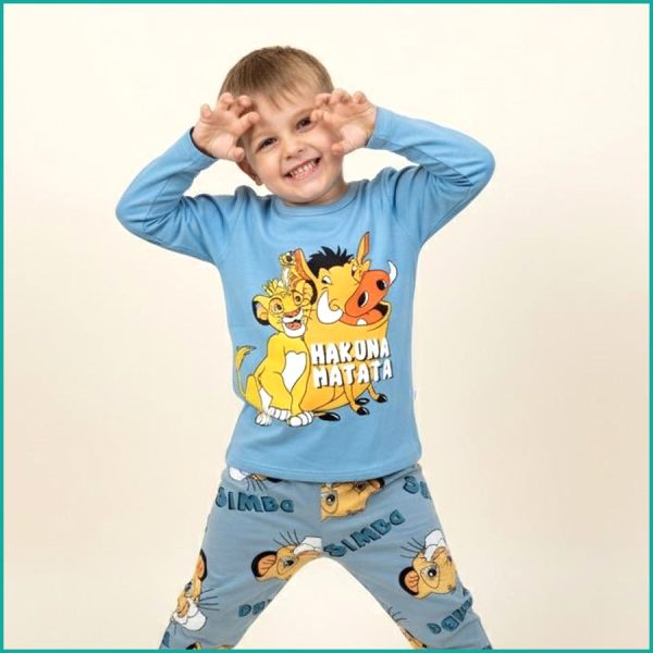 Hakuna Matata Boys Full Sleeves Pajama Set Khafif - Sky Blue - Image 2