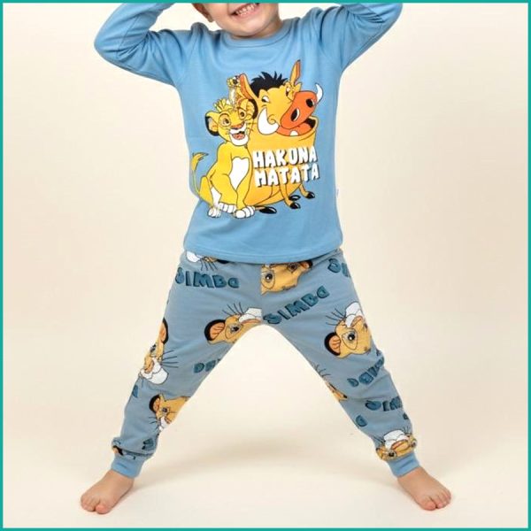 Hakuna Matata Boys Full Sleeves Pajama Set Khafif - Sky Blue - Image 3