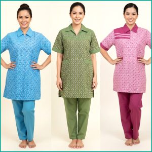 Plain Uniform Maids Panjabi TETRON Material (TC Material) - Blue Green Pink