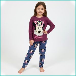 Minnie Mouse Girls Full Sleeves Pajama Set Khafif - Purple Blue