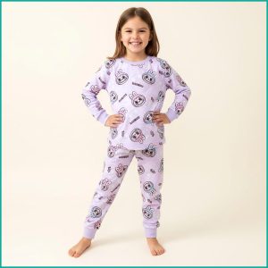 Labubu Angry Girls Full Sleeves Pajama Set - Purple