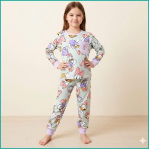 Run Daisy Girls Full Sleeves Pajama Set Khafif - Grey