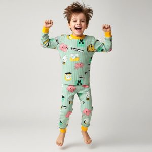 Minecraft Boys Full Sleeves Pajama Set - Green