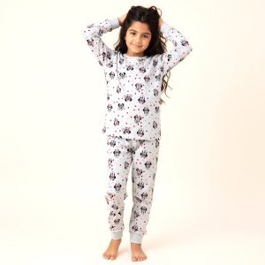 Minnie Dots Girls Full Sleeves Pajama Set - White