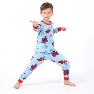 Spiderman Boys Winter Pajama Set - Sky Blueبجايم مبتن من داخل