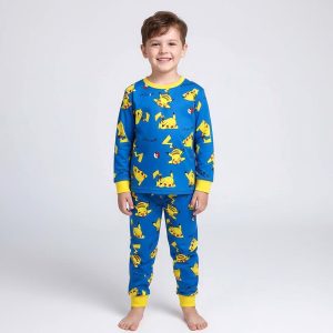 Pikachu Boys Winter Pajama Set - Blueبجايم مبتن من داخل