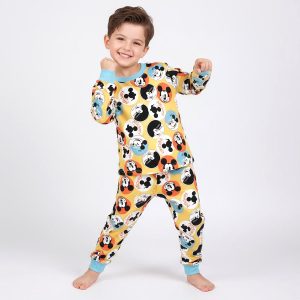 Mickey Circle Boys Winter Pajama Set - Brownبجايم مبتن من داخل