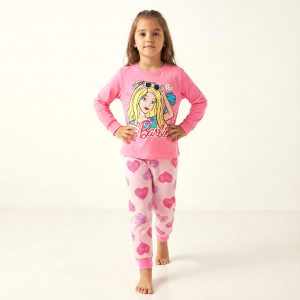 Barbie Love Girls Full Sleeves Cotton Pajama Set - Pink