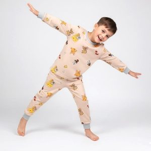 Tom & Jerry girls Winter Pajama Set - pink Creamبجايم مبتن من داخل
