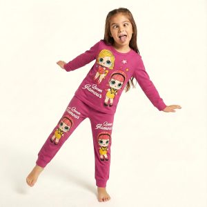 Queen Glamour Girls Full Sleeves Cotton Pajama Set - Pink