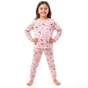 Kitty Girls Winter Pajama Set - Light Pinkبجايم مبتن من داخل