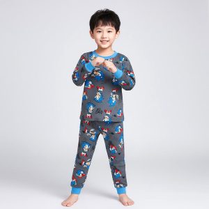 Sonic Boys Winter Pajama Set - Grey Blueبجايم مبتن من داخل