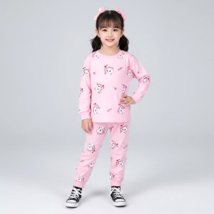 Marie Love Girls Winter Pajama Set - Pinkبجايم مبتن من داخل