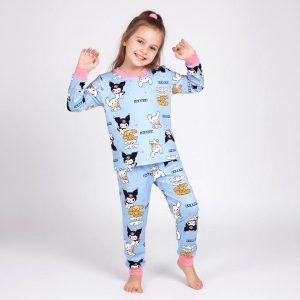 Kuromi Girls Winter Pajama Set - Sky Blueبجايم مبتن من داخل