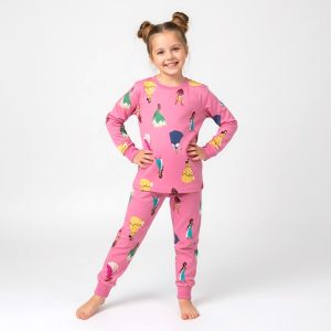 All Princess Girls Full Sleeves Pajama Set - Hot Pink