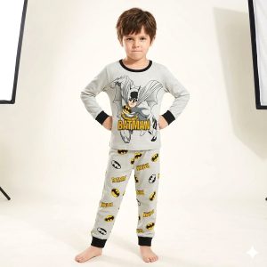 Batman Boys Full Sleeves Cotton Pajama Set - Grey