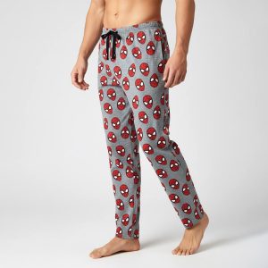 Spiderman Face Men's Cotton Pant - Grey
