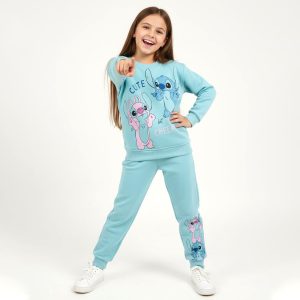 Cute Stitch Girls Winter Training Suit ZARA - Sky Blue