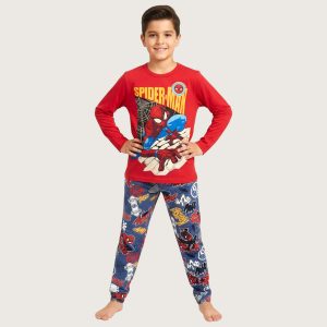 Spiderman Boys Cotton Pajama Set - Blue Red