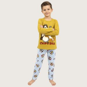 Chip n Dale Boys Cotton Pajama Set - Yellow Blue