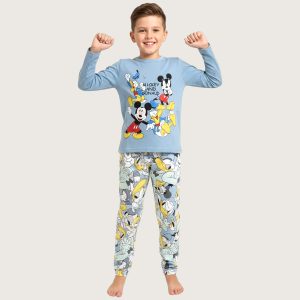 Mickey & Donald Boys Cotton Pajama Set - Sky Blue