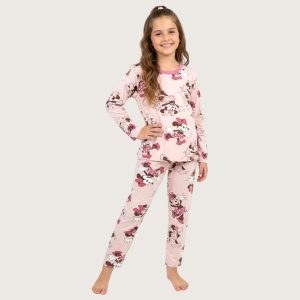 Happy Minnie Girls Cotton Pajama Set - Pink