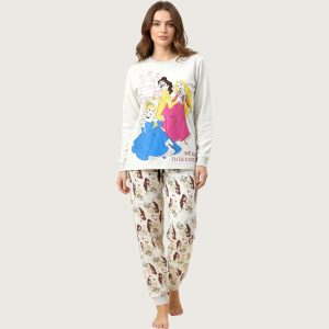 Princess Ladies Mix n Match Print Pajama Set - White