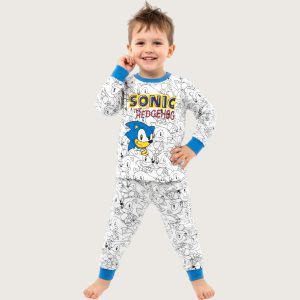 Sonic Boys Cotton Pajama Set PRIMARK - White