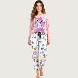 Love Stitch Ladies Mix n Match Print Pajama Set - Pink