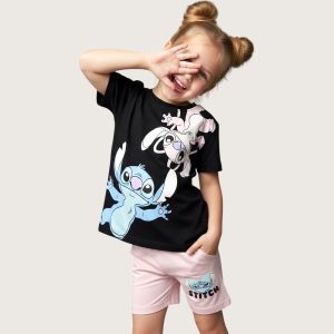 Lilo Stitch Girls Summer Shorts Set - Black