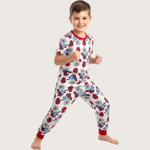 Spiderman Web Boys Cotton Half Sleeves Pajama Set - Grey