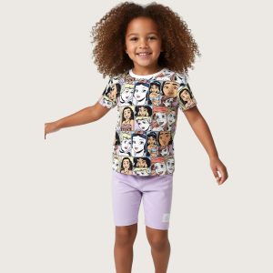 All Princess Girls Summer Shorts Set - Purple