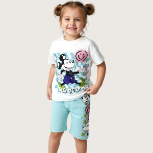 Disney Mickey Girls Summer Shorts Set - Sky Blue