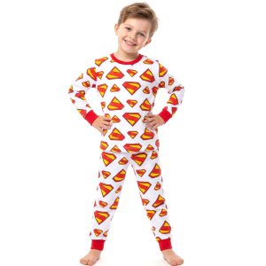 Superman Boys Cotton Pajama Set - White