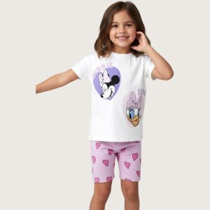 Minnie Daisy Girls Summer Shorts Set - White