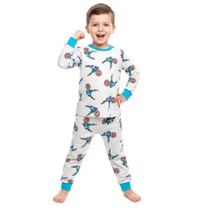 Captain America Boys Cotton Pajama Set - Grey