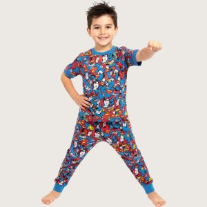 Superman Boys Cotton Half Sleeves Pajama Set - Blue
